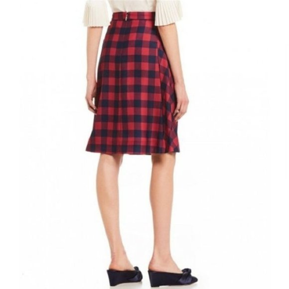Draper James Buffalo Check Collection Pleated Skirt in Cerise Pink SZ 12 - Picture 6 of 9
